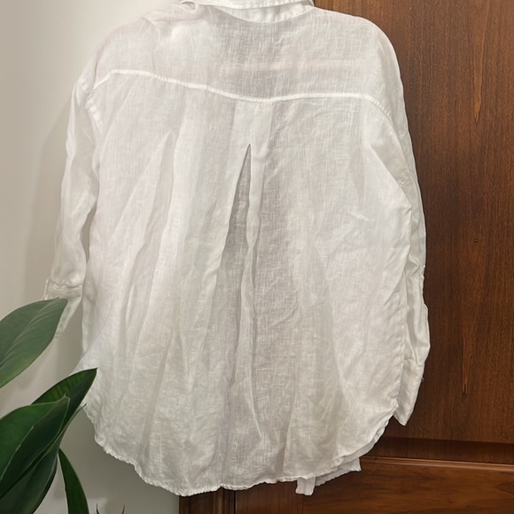 Zara Linen White Button Down Shirt Women’s XSmall - Picture 3 of 5
